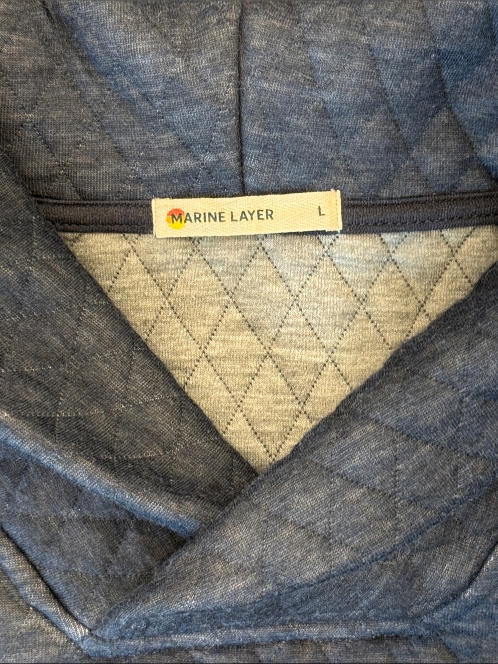 Marine Layer Men’s Quilted Navy Sweater - Large - Picture 3 of 4